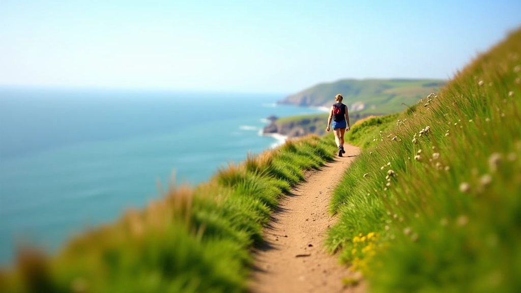 Greystones cliff path with coastal views and green hillside landscape