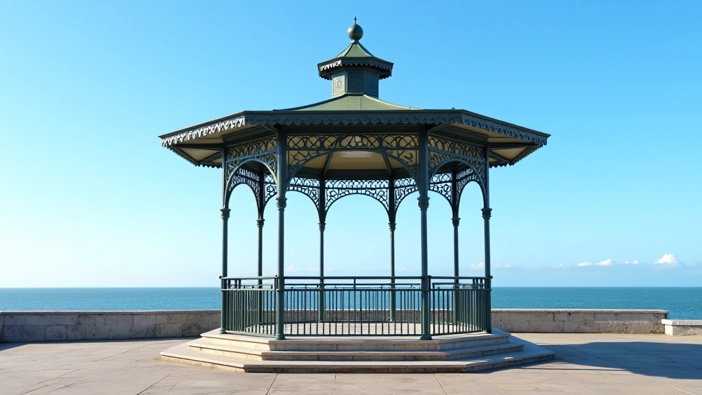 Ornate Victorian bandstand with decorative ironwork and cupola